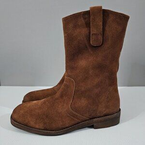 Free People Easton Equestrian Ankle Boot Shoe Saddle Brown Suede EU Size 40 US 9